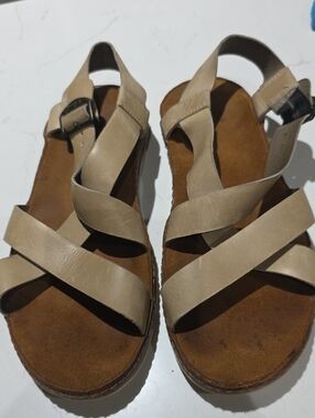 Chaco Leather Tan Strappy Sandals - Suede Insole